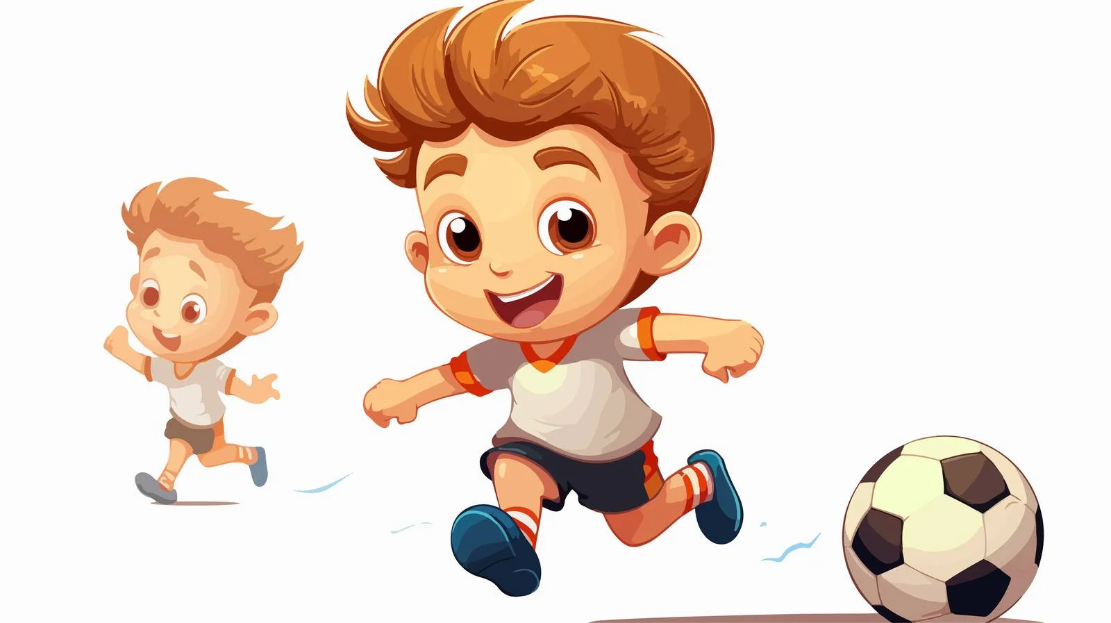 Cheerful Kid Playing Soccer Cartoon — free download from Dotvec