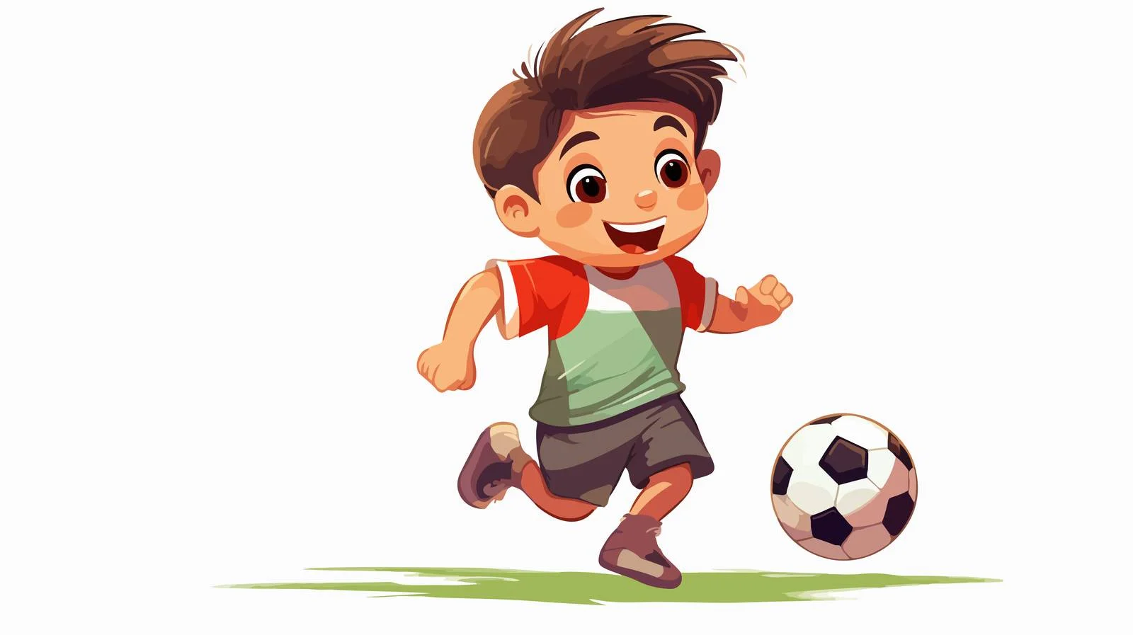 Cheerful Kid Playing Soccer Cartoon Vector — free download from Dotvec