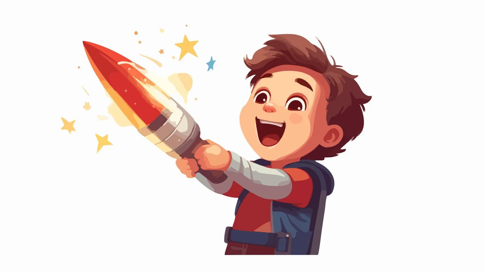 Joyful Kid Playing with Rocket Toy — free download from Dotvec