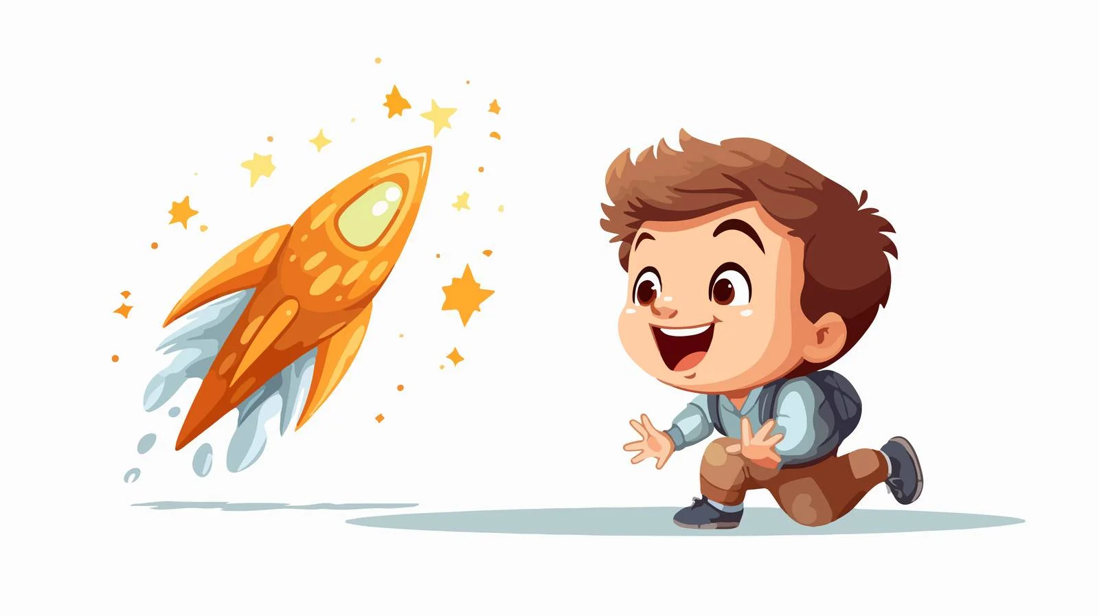 Joyful Kid with Rocket Toy — free download from Dotvec