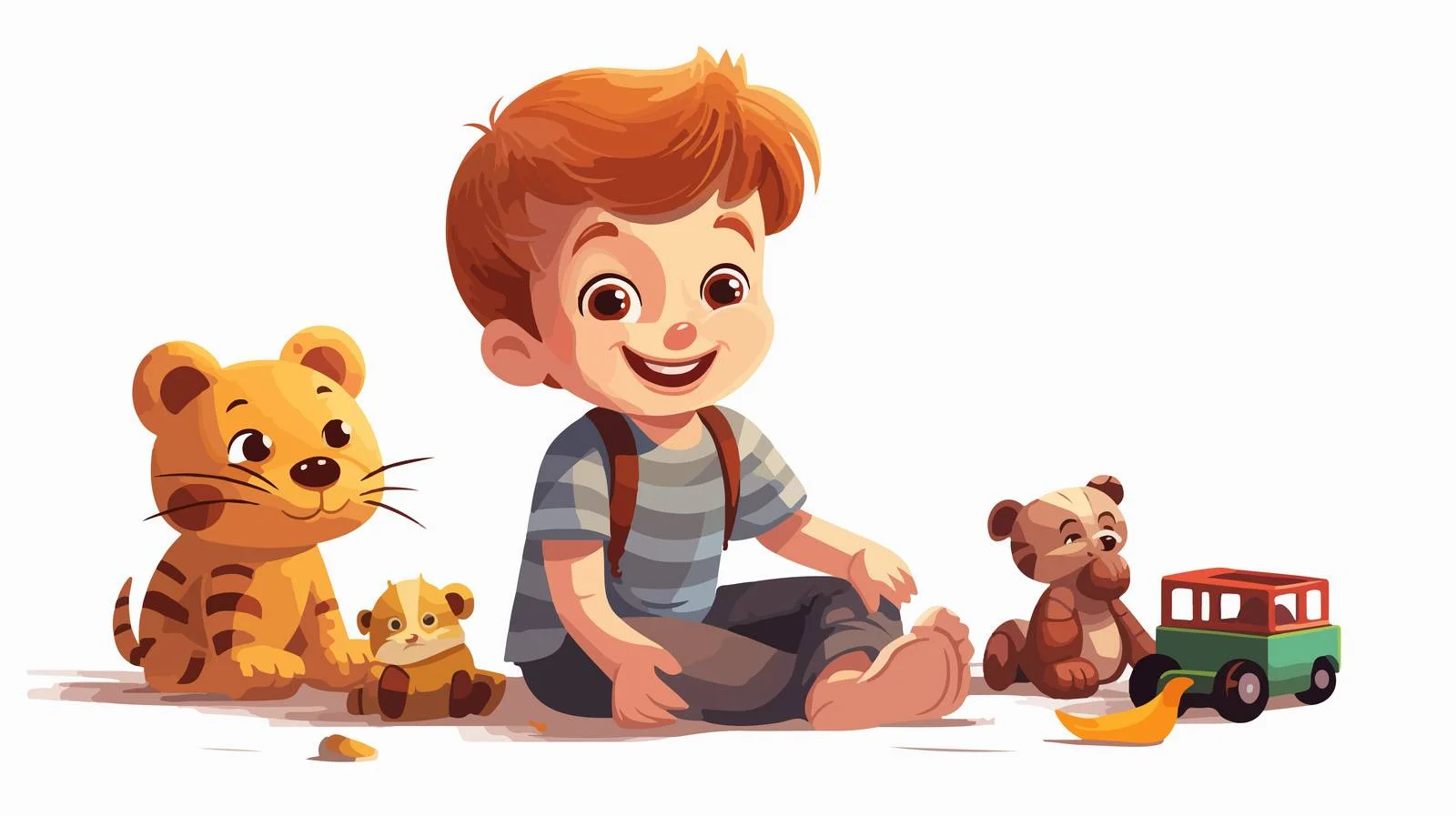 Joyful Kid Playing with Cartoon Toy — free download from Dotvec