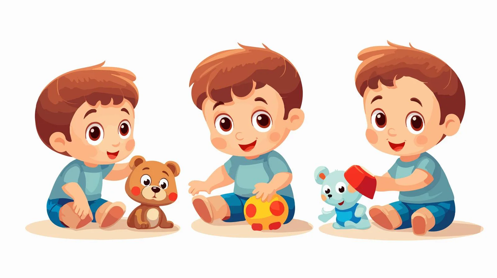 Cheerful Kid Playing with Toy Cartoon — free download from Dotvec