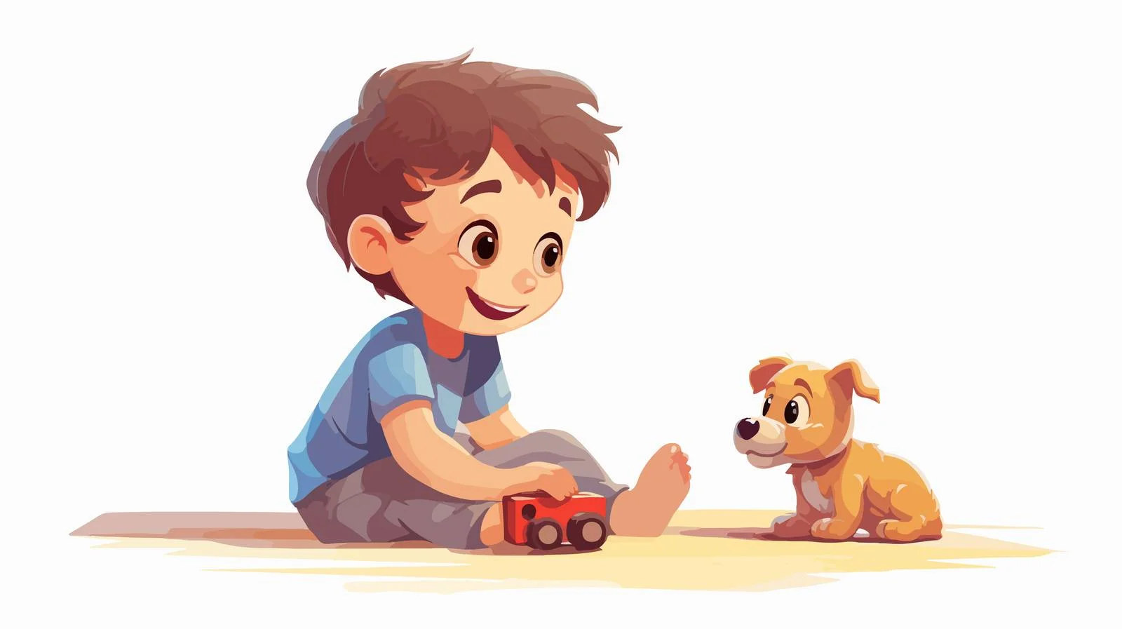 Joyful Kid Playing with Cartoon Toy — free download from Dotvec