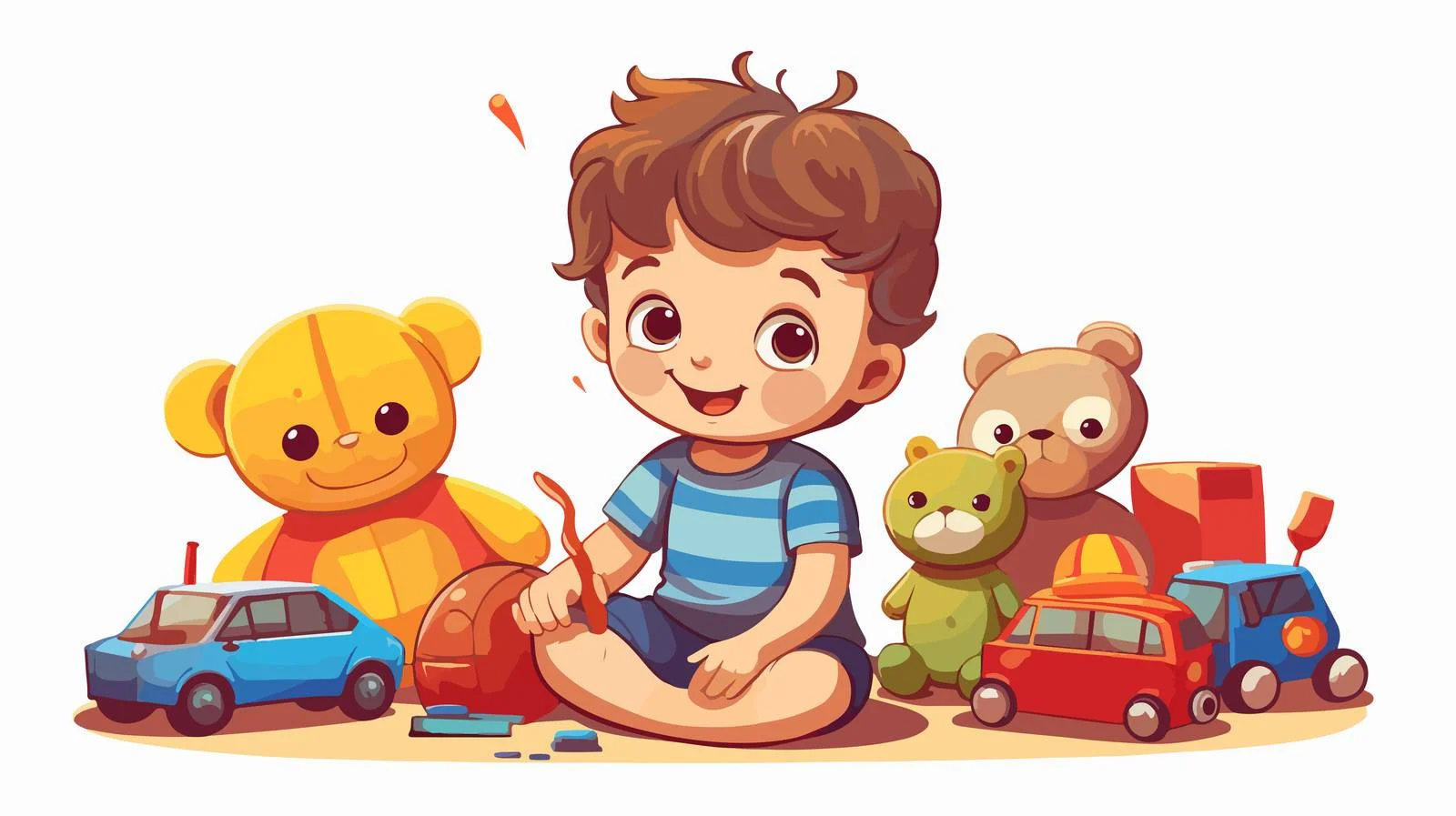 Joyful Child Playing with Cartoon Toys — free download from Dotvec