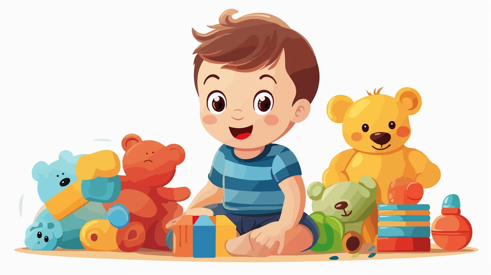 Cheerful Kid Playing with Toys — free download from Dotvec