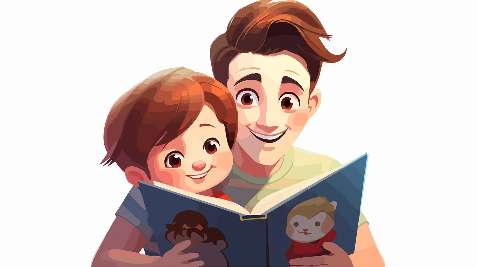 Young Child Reading Book with Parent — free download from Dotvec