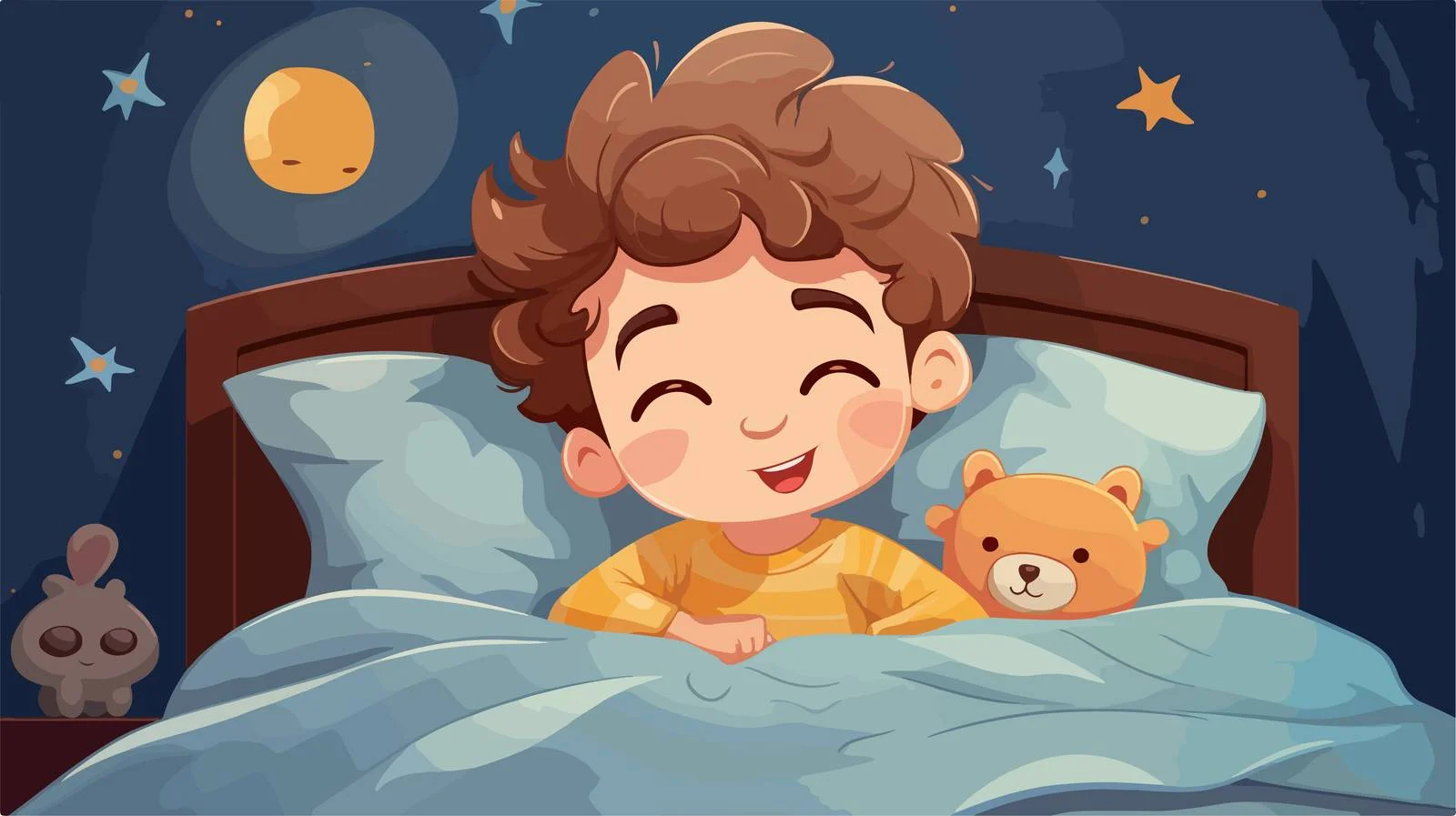Adorable Kid Sleeping in Bedroom Cartoon — free download from Dotvec
