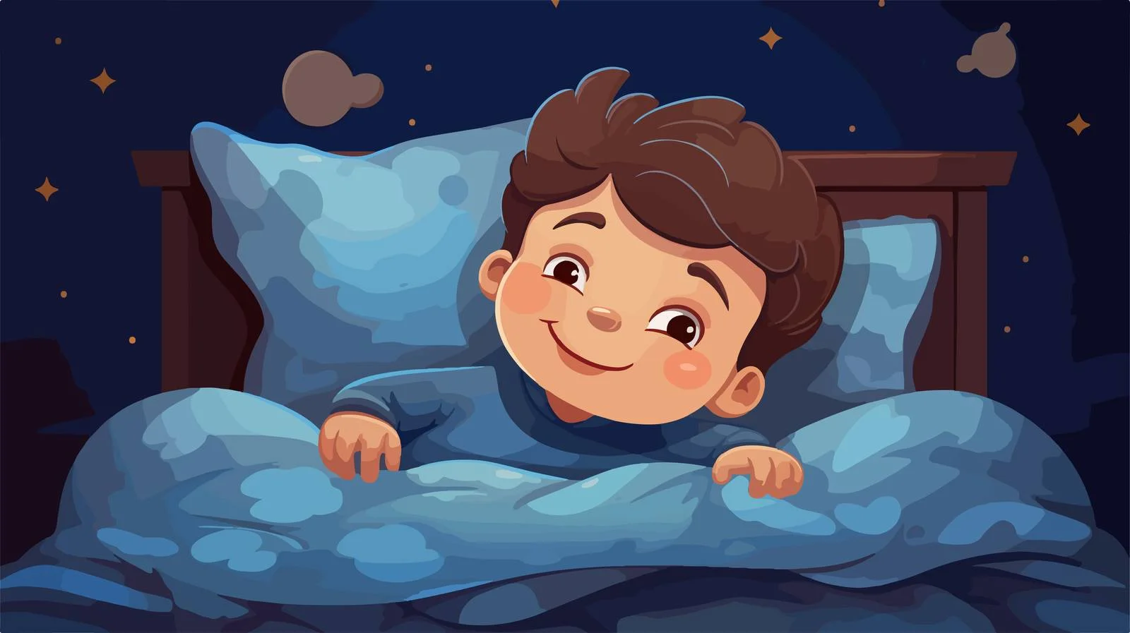 Adorable Kid Sleeping in Cartoon Bedroom — free download from Dotvec