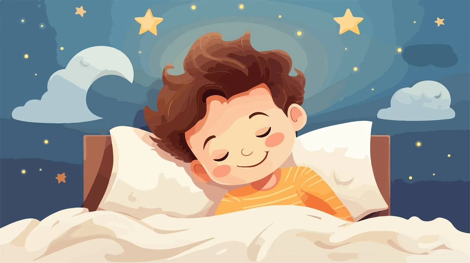 Adorable Kid Sleeping in Bedroom Cartoon — free download from Dotvec