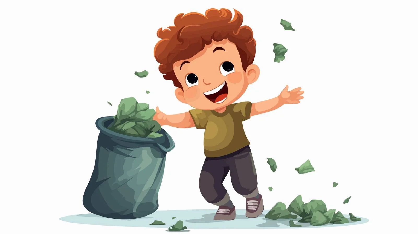 Cheerful Child Discarding Waste Cartoon Illustration — free download from Dotvec
