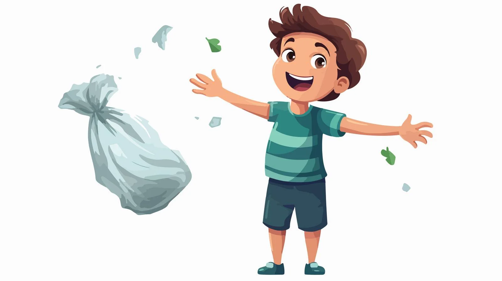 Eco-Friendly Kid - Trash Throwaway Cartoon — free download from Dotvec