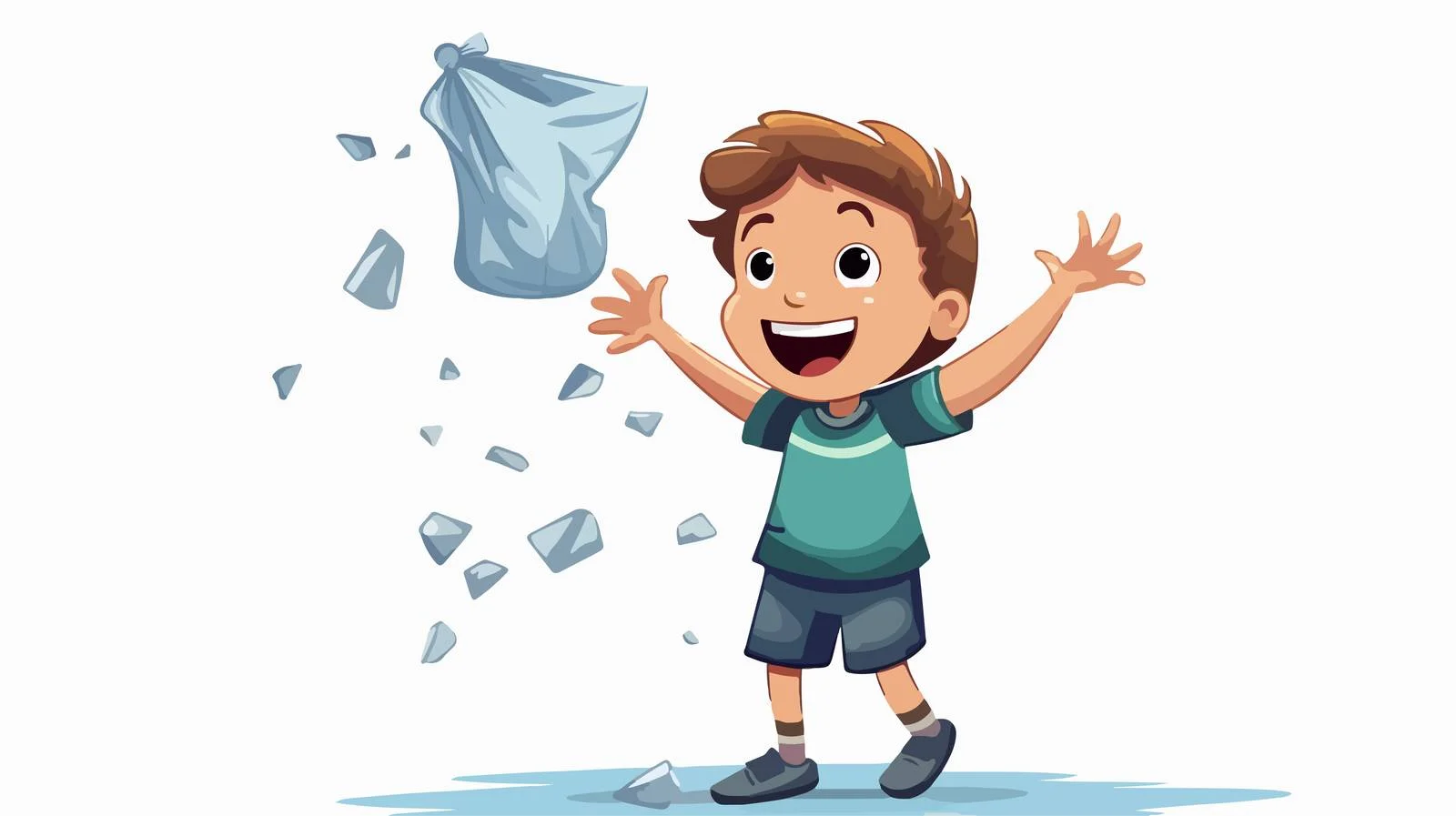Smiling Child Cleaning Cartoon Illustration — free download from Dotvec