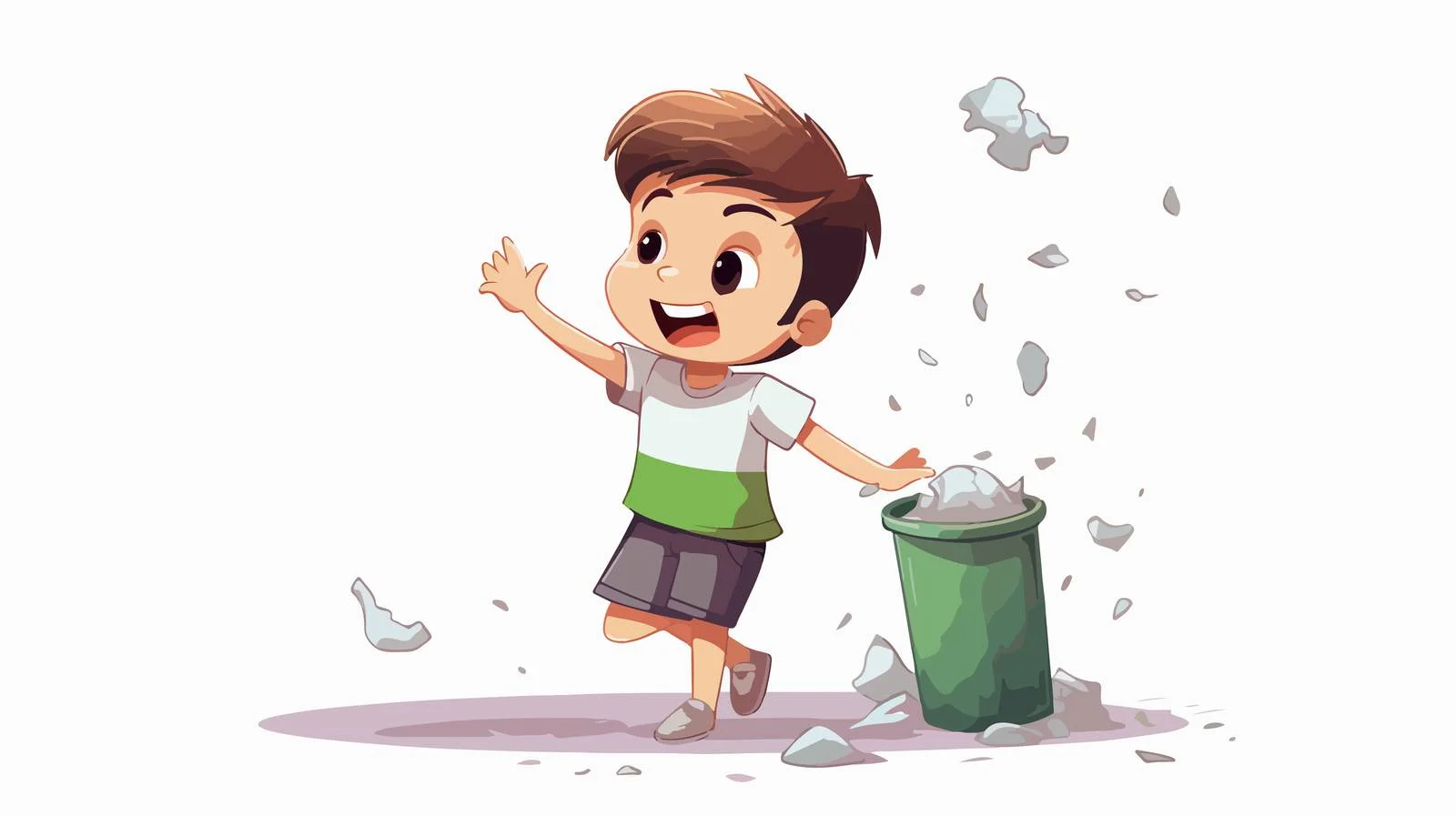 Kid Boy Throwing Trash Cartoon Vector — free download from Dotvec