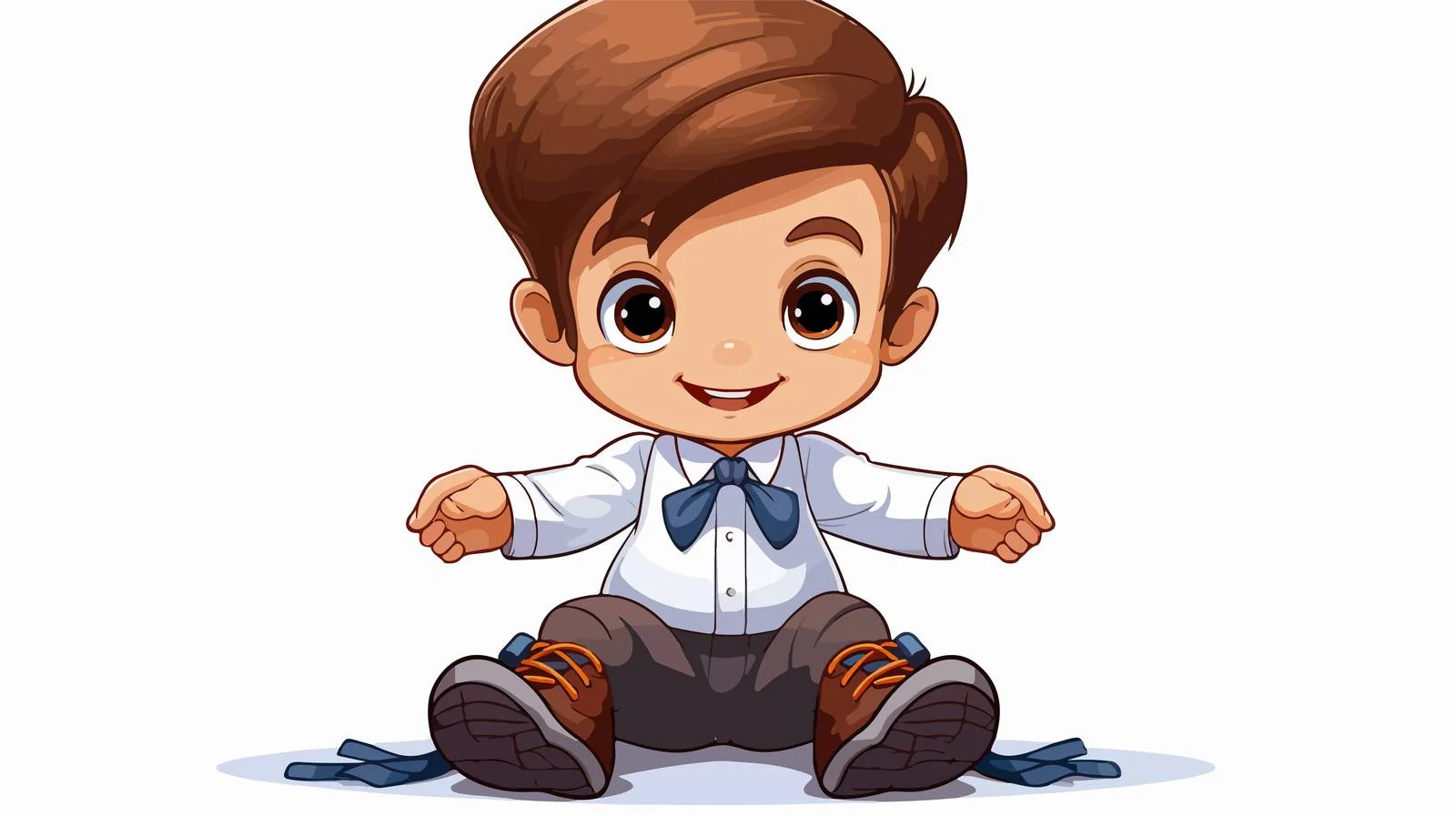 Kid Boy Tying Shoe Cartoon Illustration — free download from Dotvec