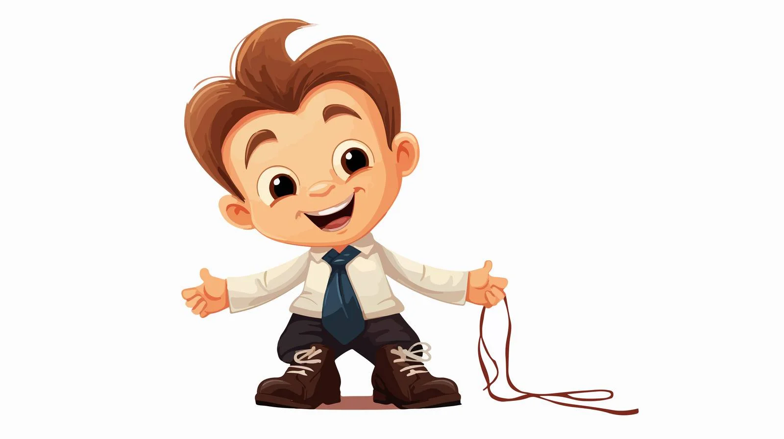 Young Boy Tying Shoe in Cartoon Style — free download from Dotvec