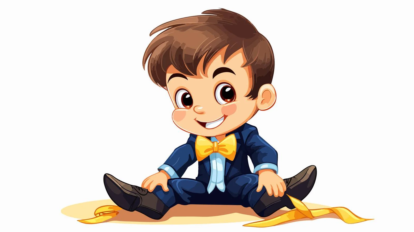 Child tying cartoon shoe with delight — free download from Dotvec