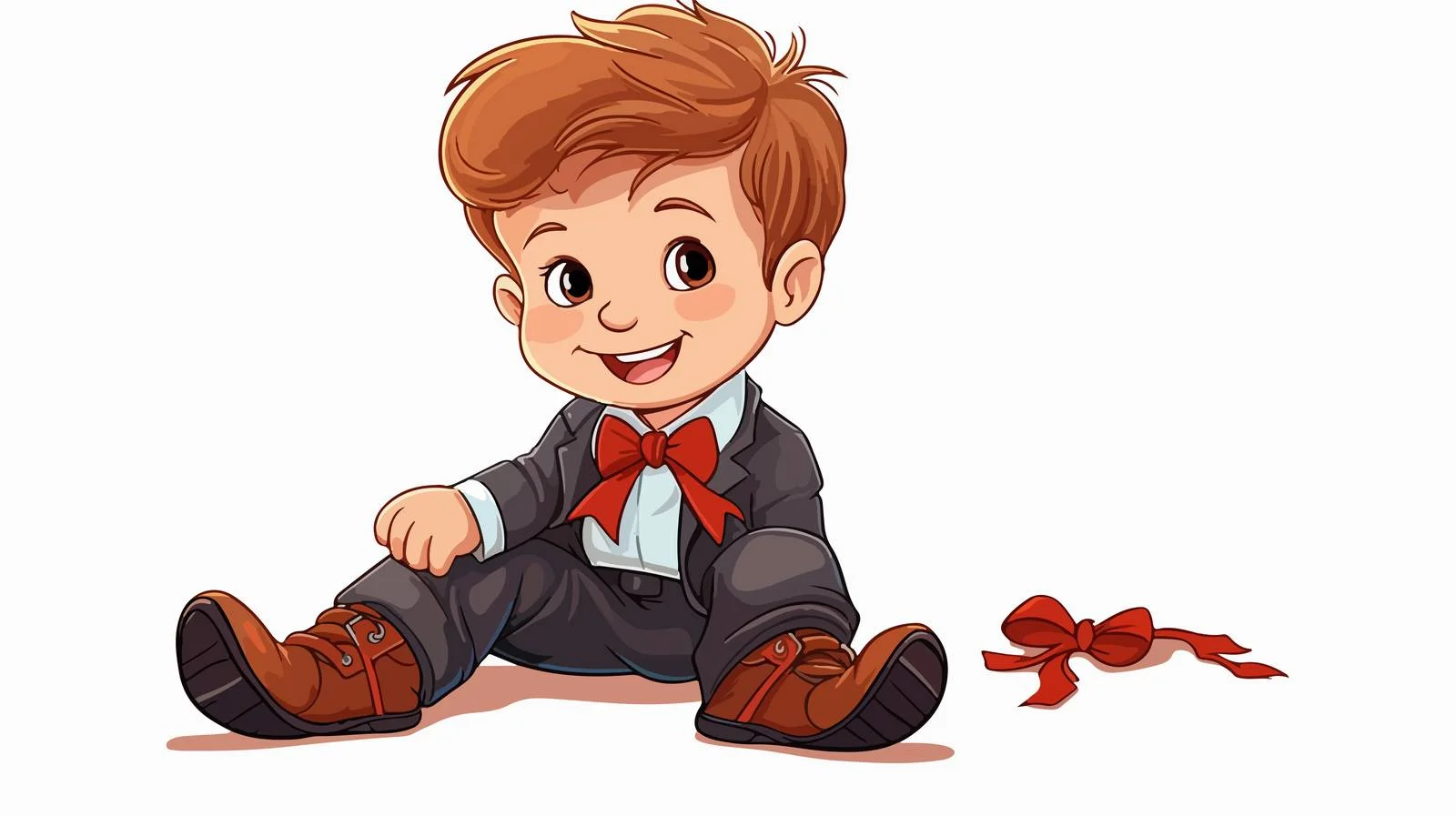 Young Boy Tying Shoe: Cartoon Illustration — free download from Dotvec