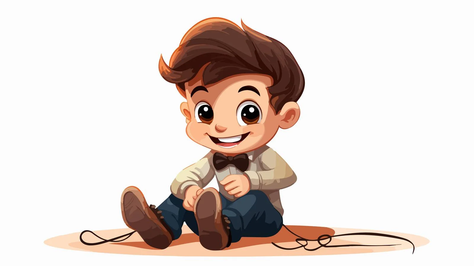 Adorable Kid Tying Cartoon Shoe — free download from Dotvec