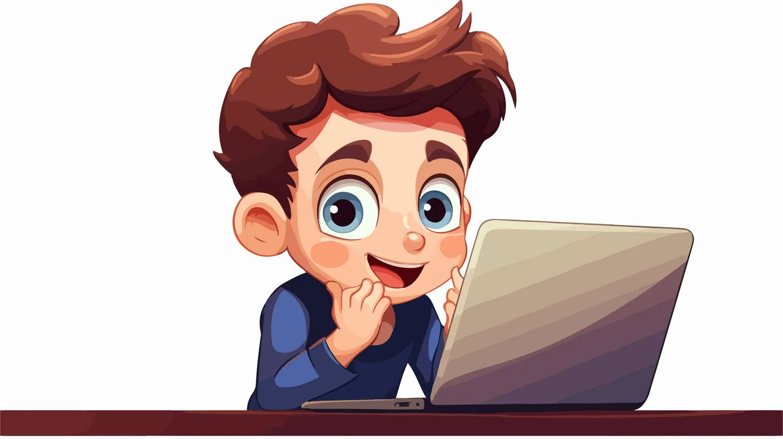 Young Boy Laptop Confusion Car Scene — free download from Dotvec