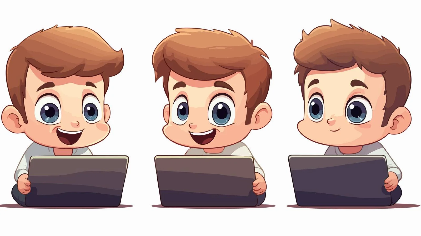 Young Boy Using Laptop & Confused by Car — free download from Dotvec