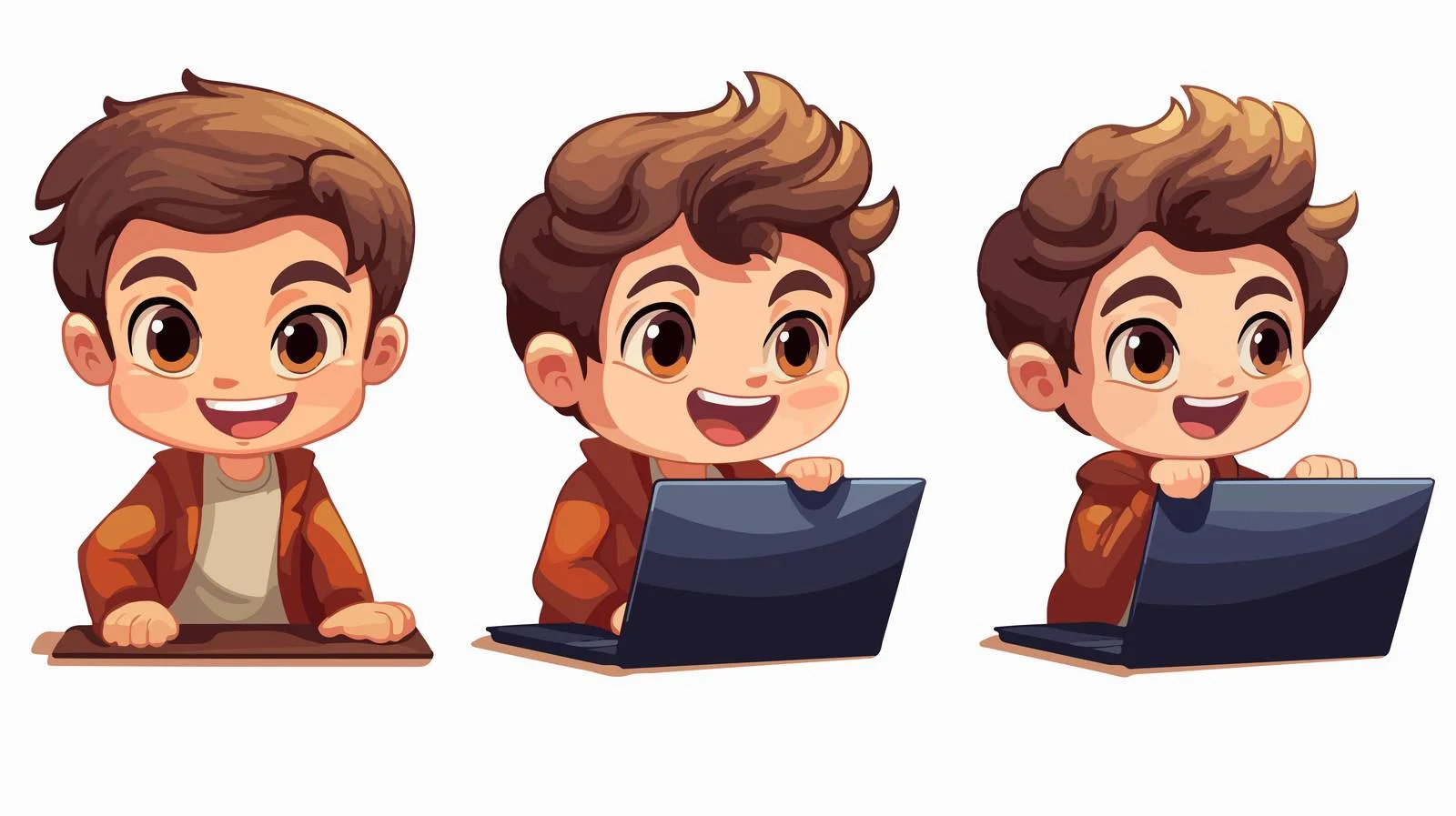 Young Boy Confused Using Laptop and Car — free download from Dotvec