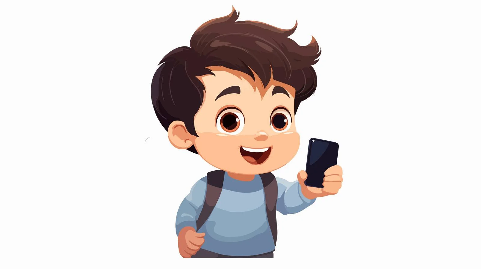 Happy Kid Using Phone Cartoon — free download from Dotvec