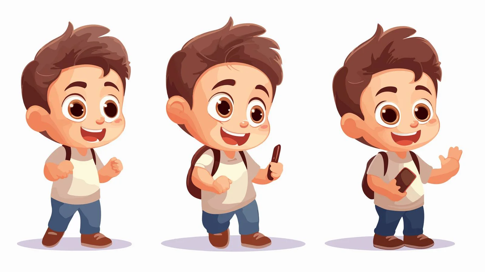 Joyful Kid Using Cartoon Phone Vector — free download from Dotvec