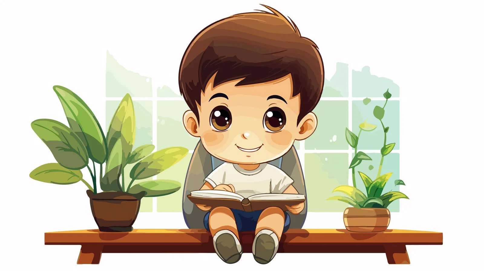 Joyful Child Using Tablet in Cartoon Room — free download from Dotvec