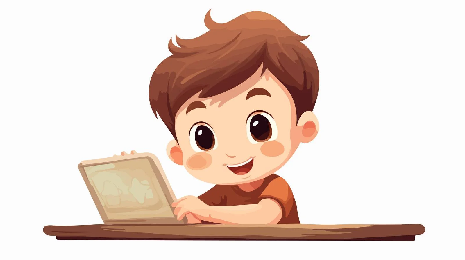 Young Boy Using Tablet in Cartoon Room — free download from Dotvec