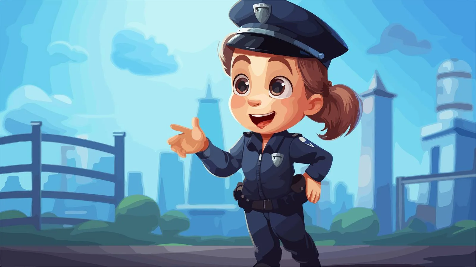 Cheerful Little Police Officer Kid — free download from Dotvec