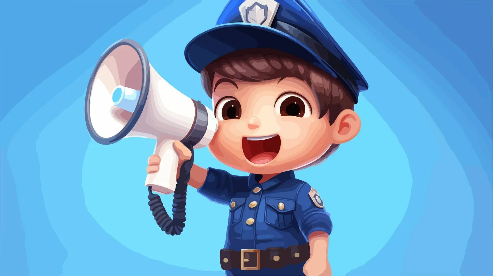 Cheerful Kid Police Officer Costume Portrait — free download from Dotvec