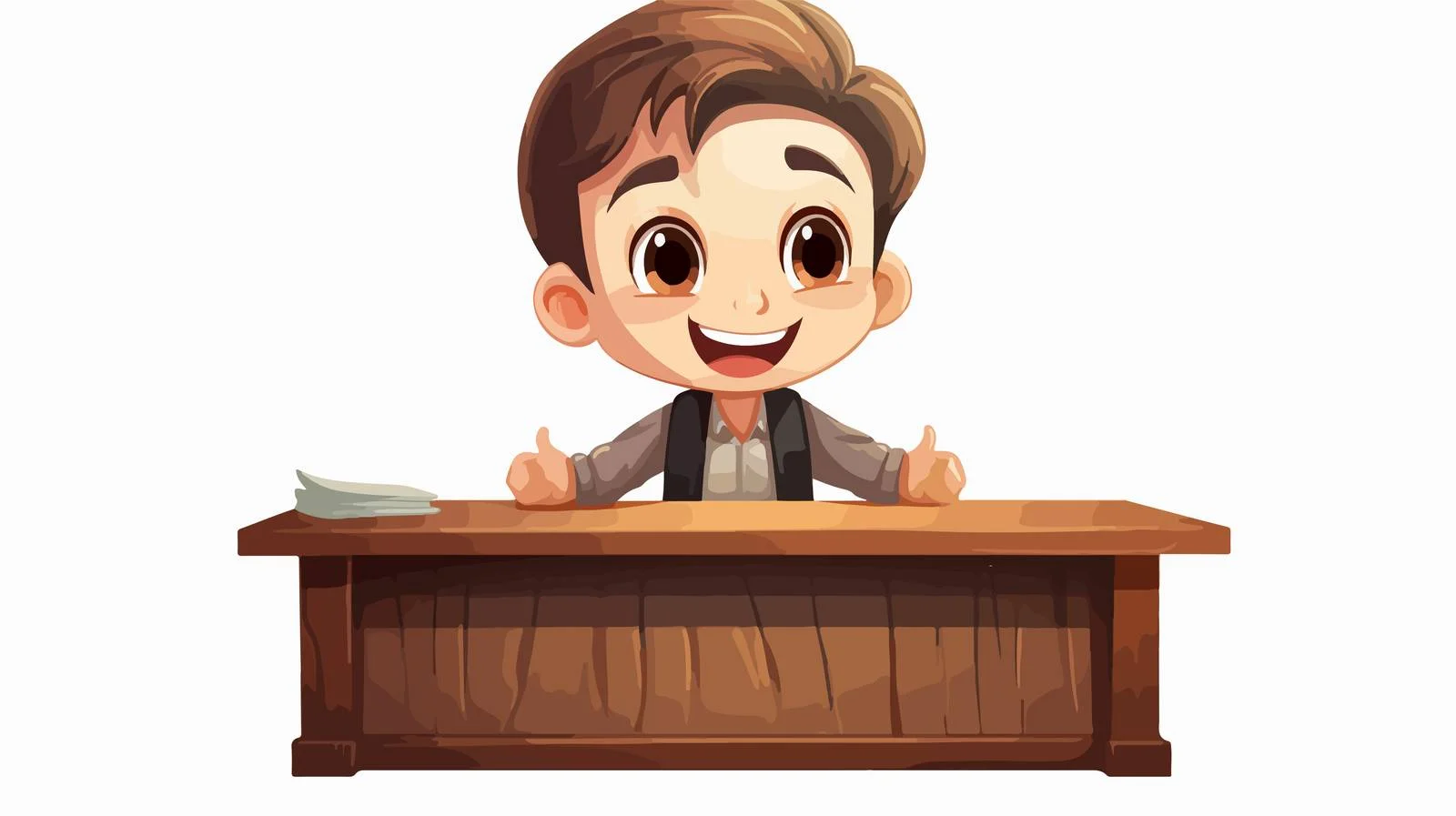 Cheerful Kid at Tidy Desk Cartoon — free download from Dotvec