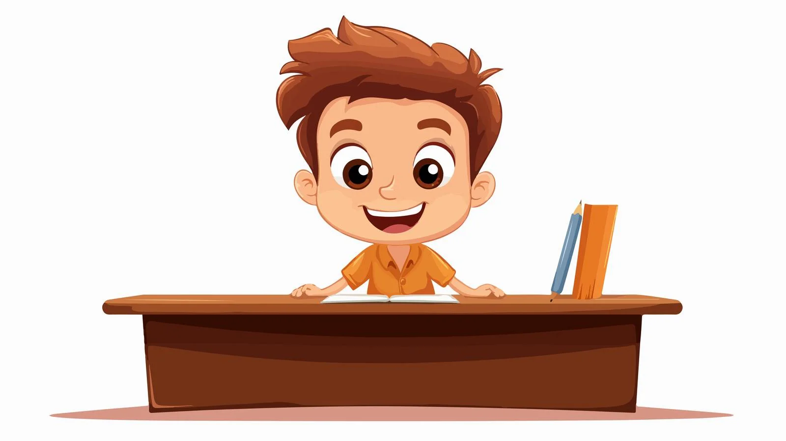 Cheerful Kid Desk Cartoon Illustration — free download from Dotvec
