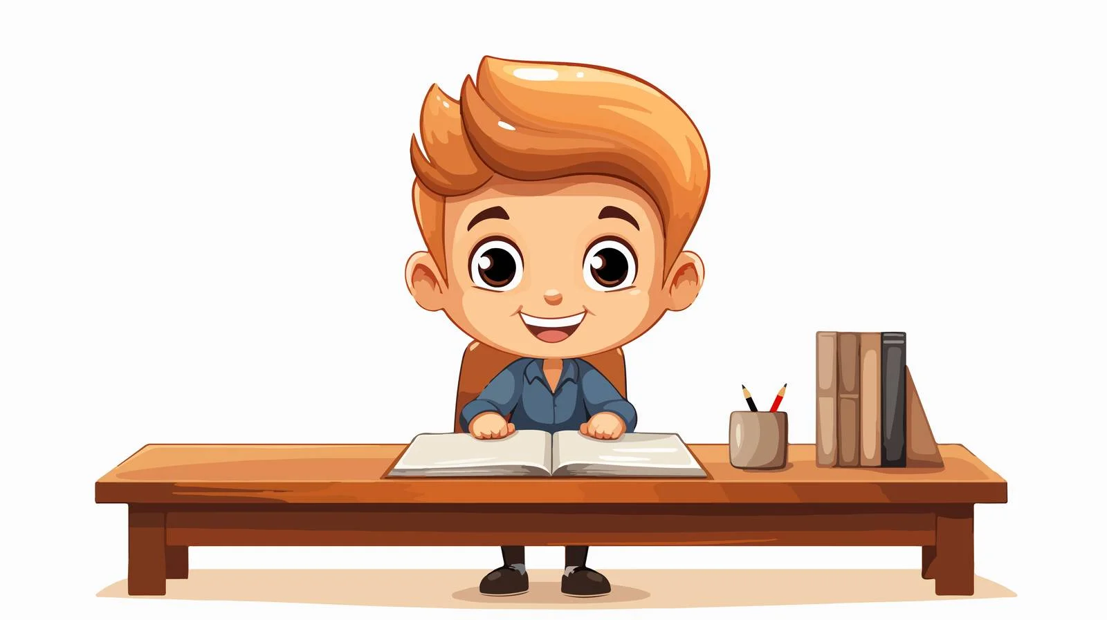 Cheerful Kid Organized Cartoon Workspace — free download from Dotvec