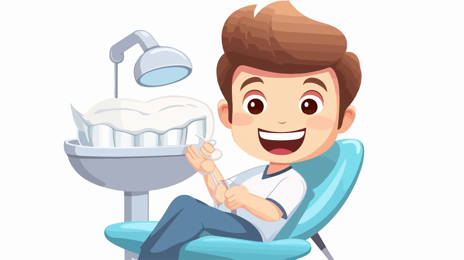 Joyful Kid at Dentist Cartoon Checkup — free download from Dotvec