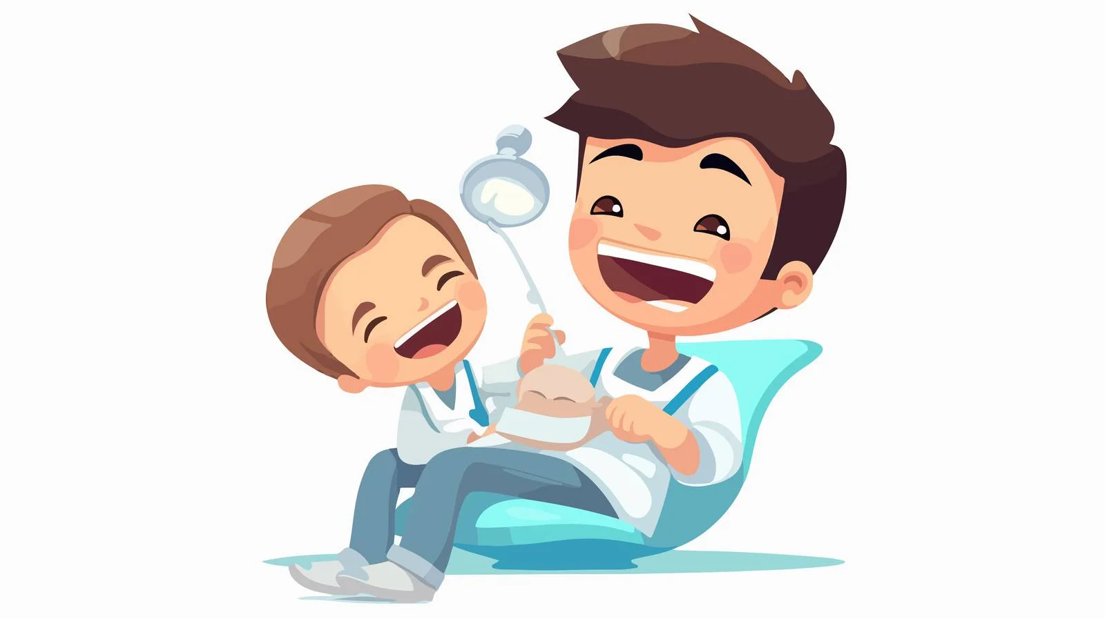 Smiling Kid with Dentist Cartoon Vector — free download from Dotvec