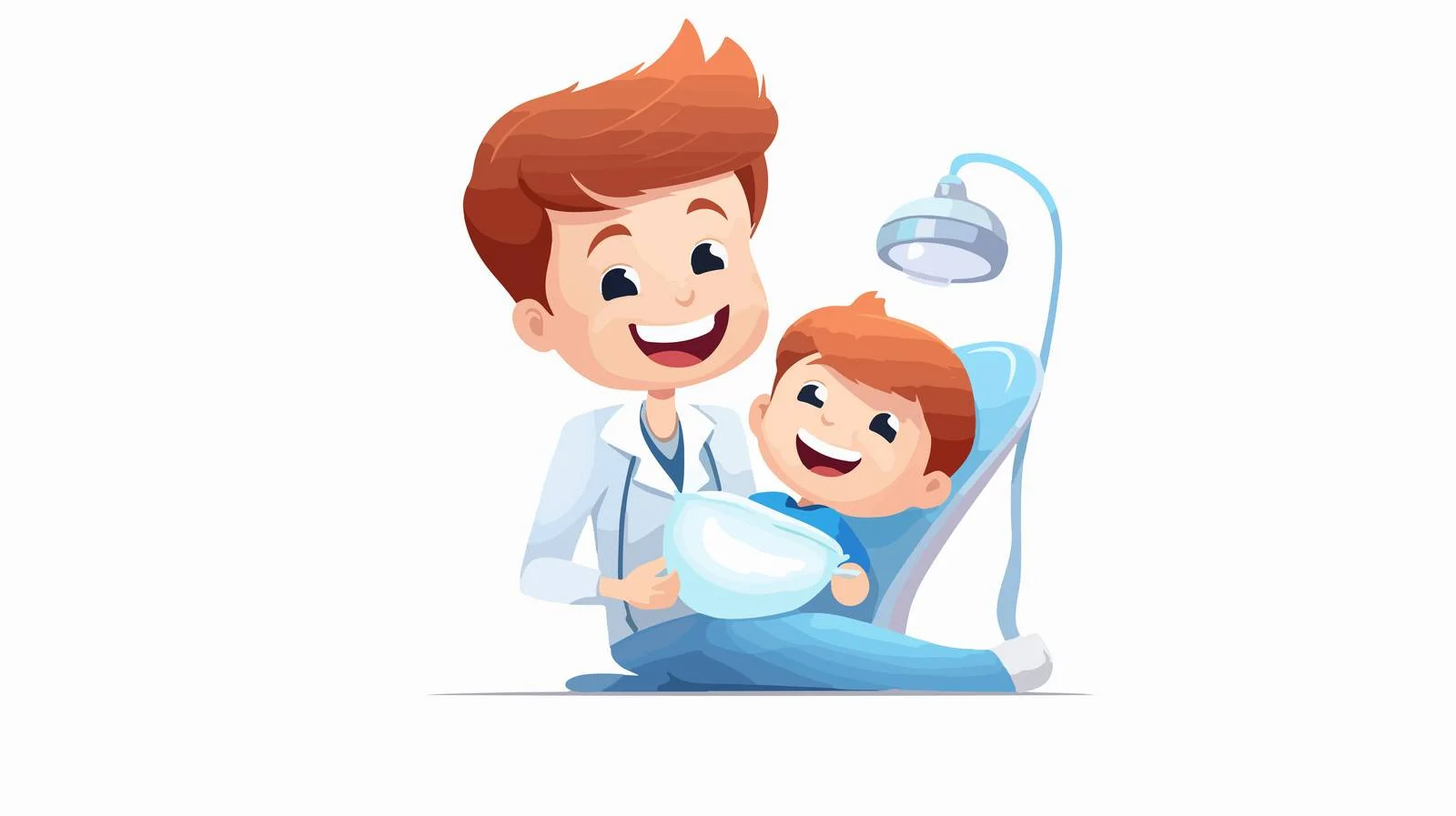 Cheerful Child with Dentist Cartoon Vector — free download from Dotvec