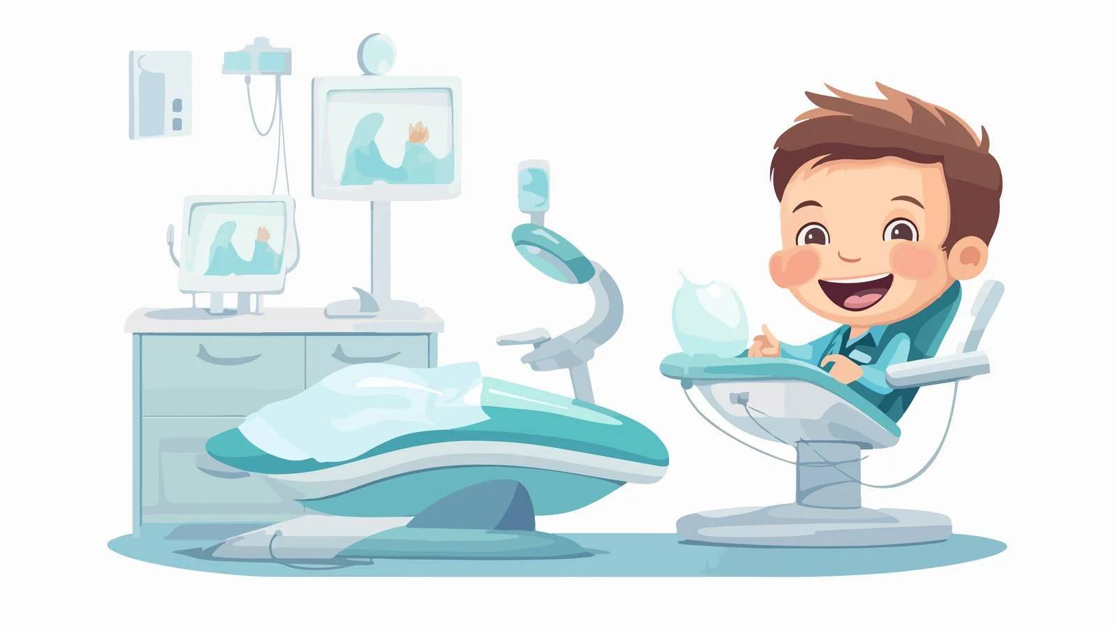 Joyful Kid with Dentist Cartoon — free download from Dotvec