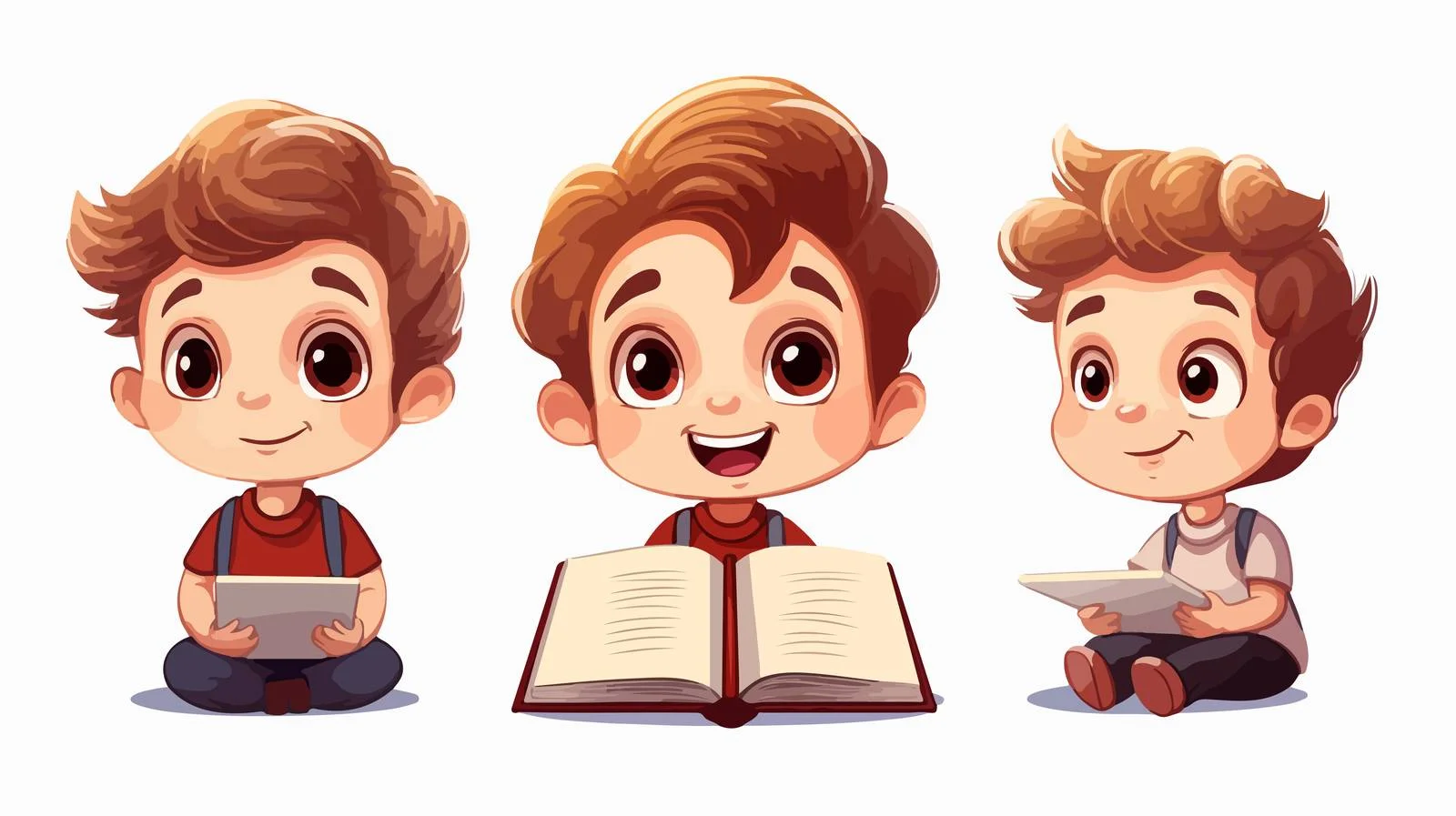 Joyful Kid with Notebook Cartoon Vector — free download from Dotvec