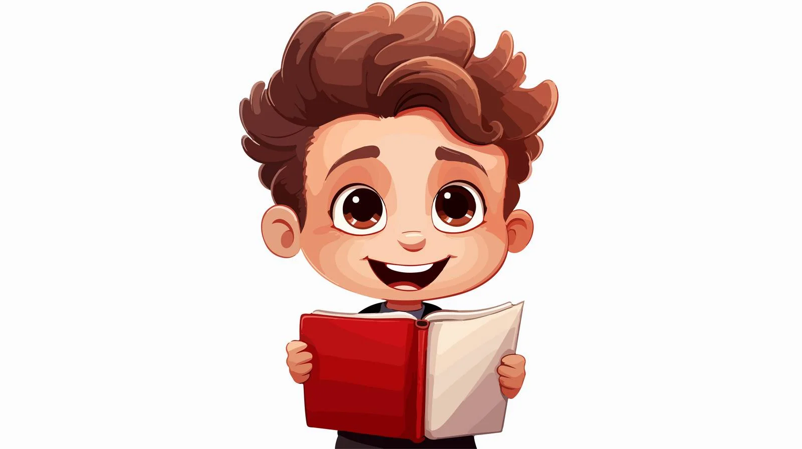 Cheerful Kid with Notebook Cartoon Vector — free download from Dotvec