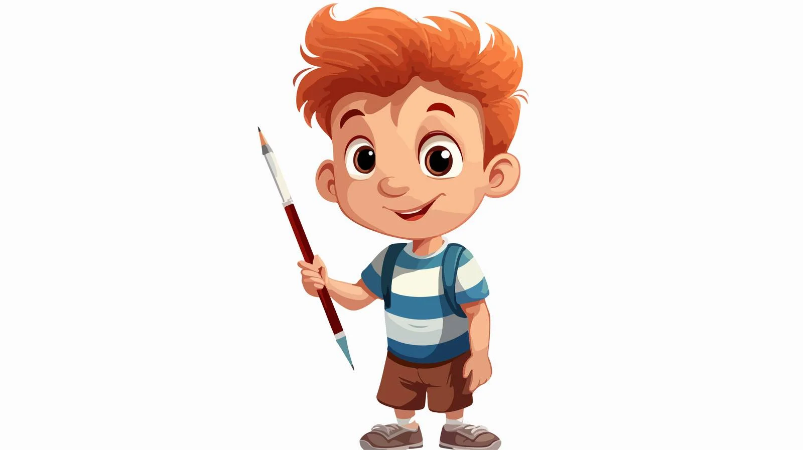Cheerful Kid Cartoon with Pencil — free download from Dotvec