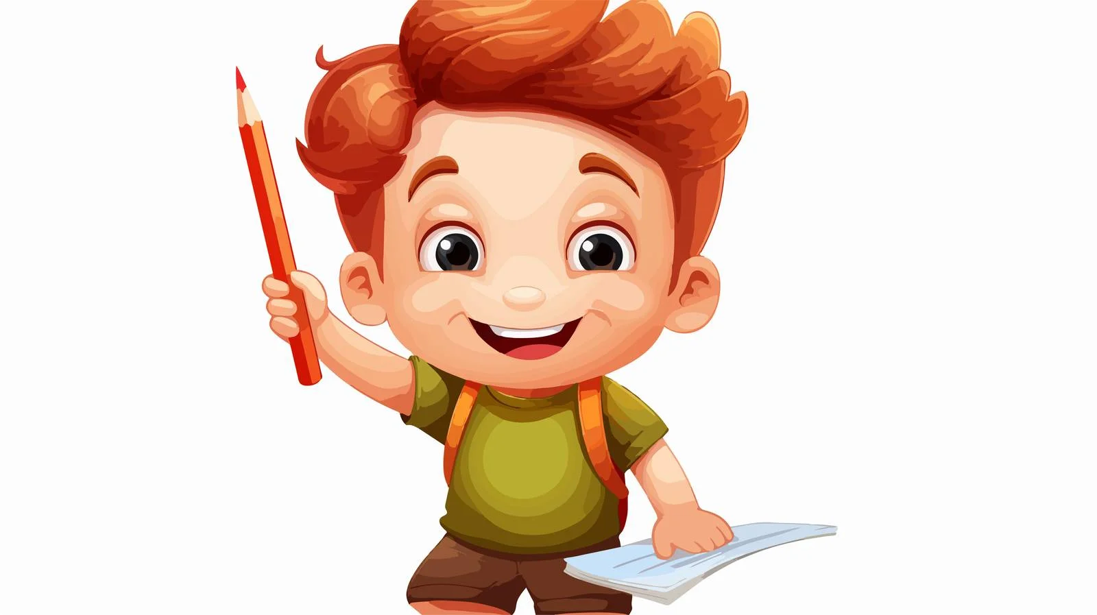 Cheerful Kid Cartoon with Pencil — free download from Dotvec