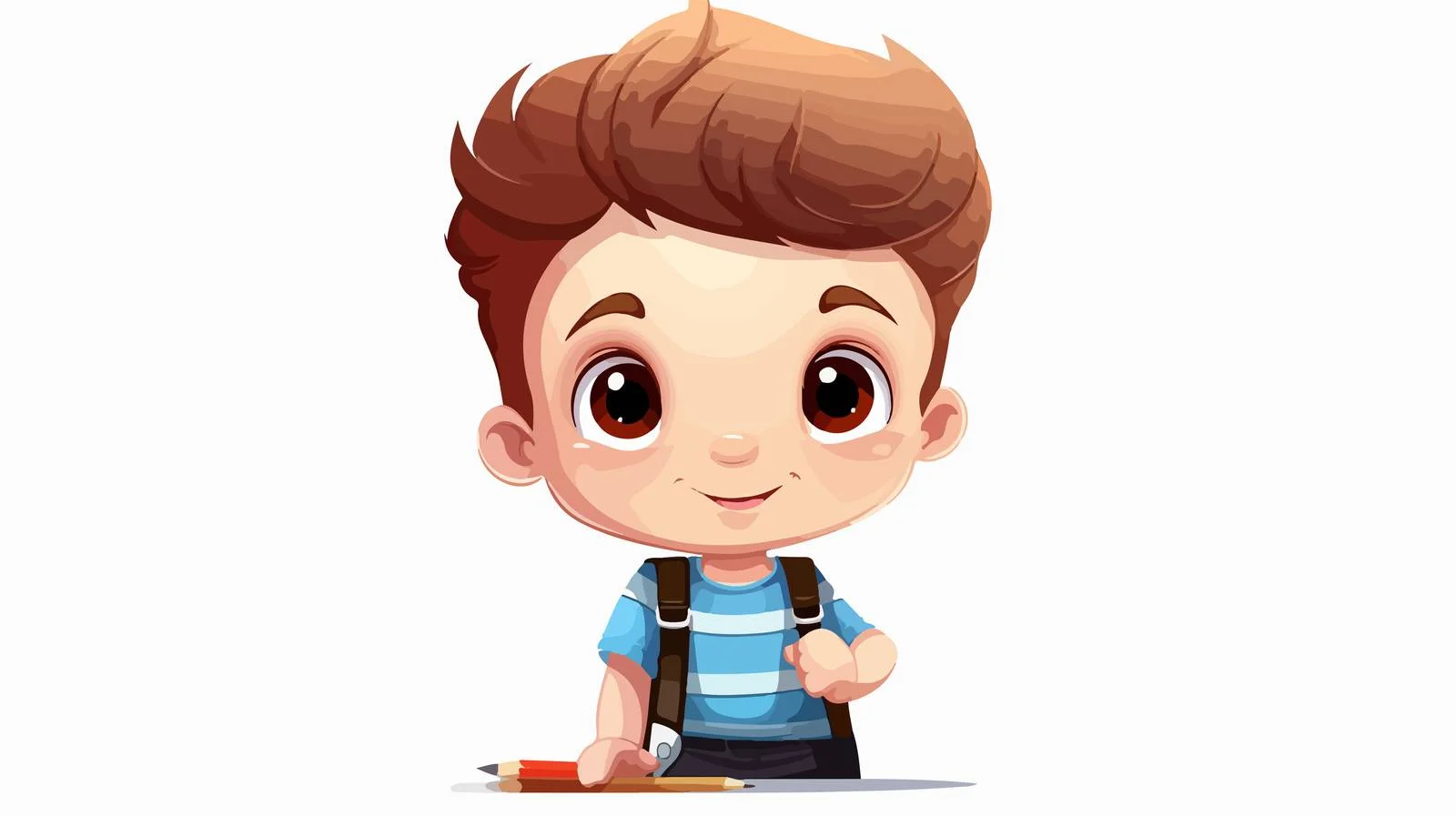 Joyful Kid with Cartoon Pencil Illustration — free download from Dotvec