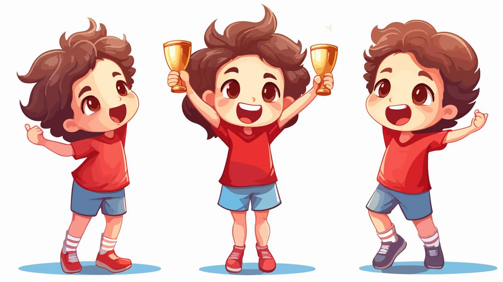 Cheerful Kid Winner Cartoon Vector Illustration — free download from Dotvec