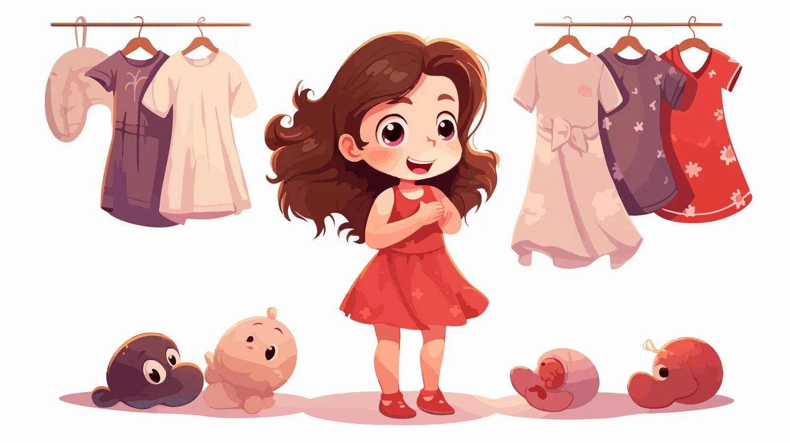 Adorable Girl Selects Cartoon Clothes — free download from Dotvec