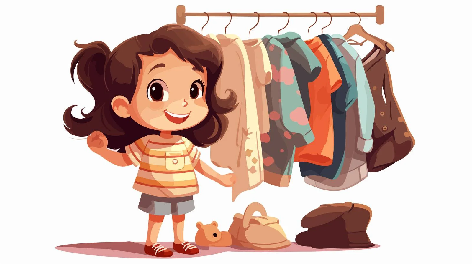 Girl Selects Cartoon Clothes — free download from Dotvec