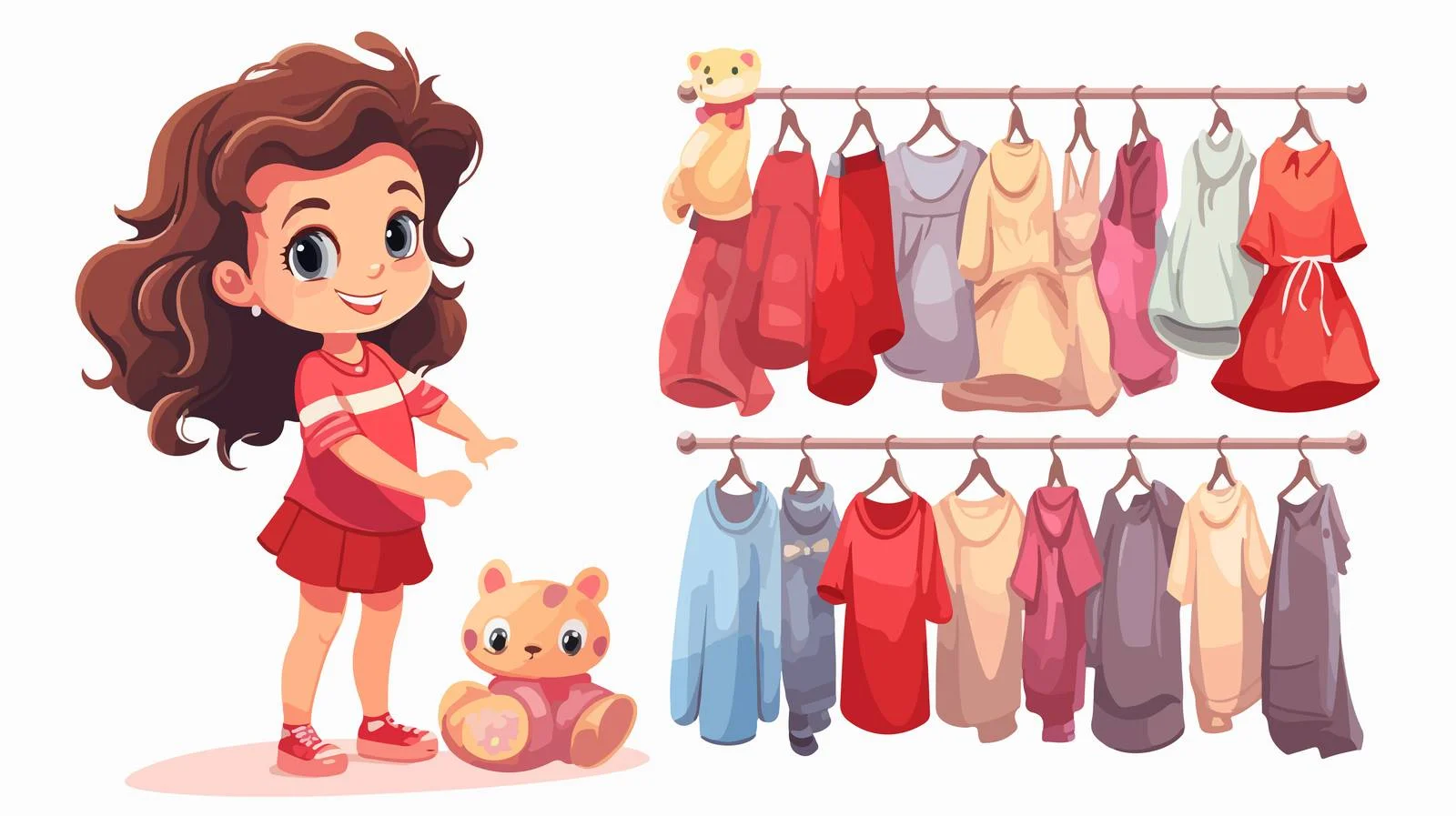 Child Choosing Cartoon Clothes — free download from Dotvec