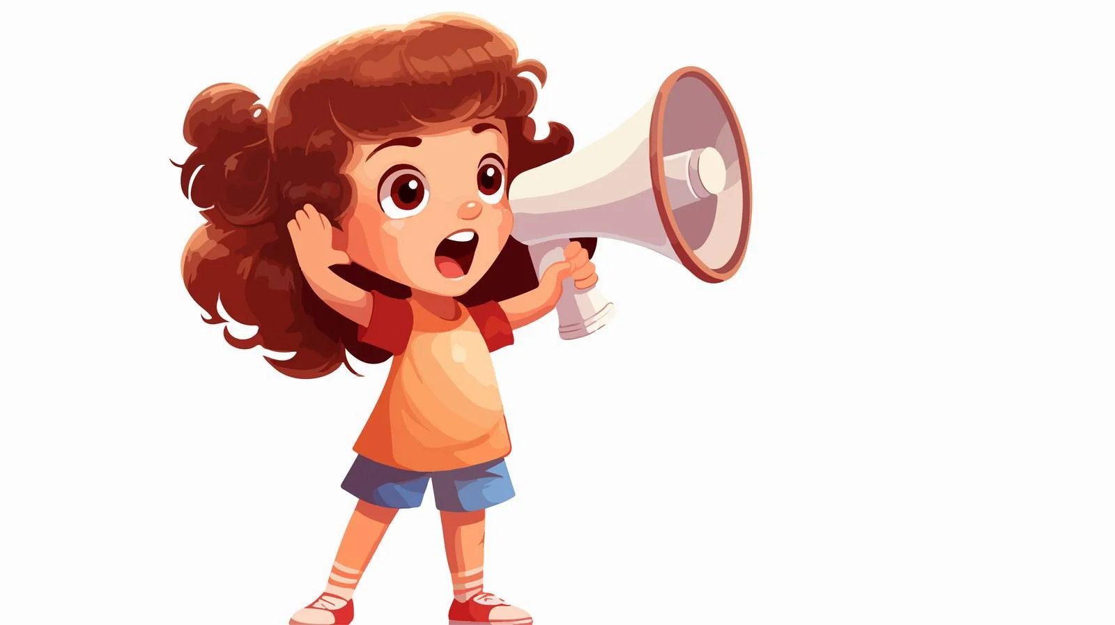 Joyful Kid with Megaphone Cartoon — free download from Dotvec