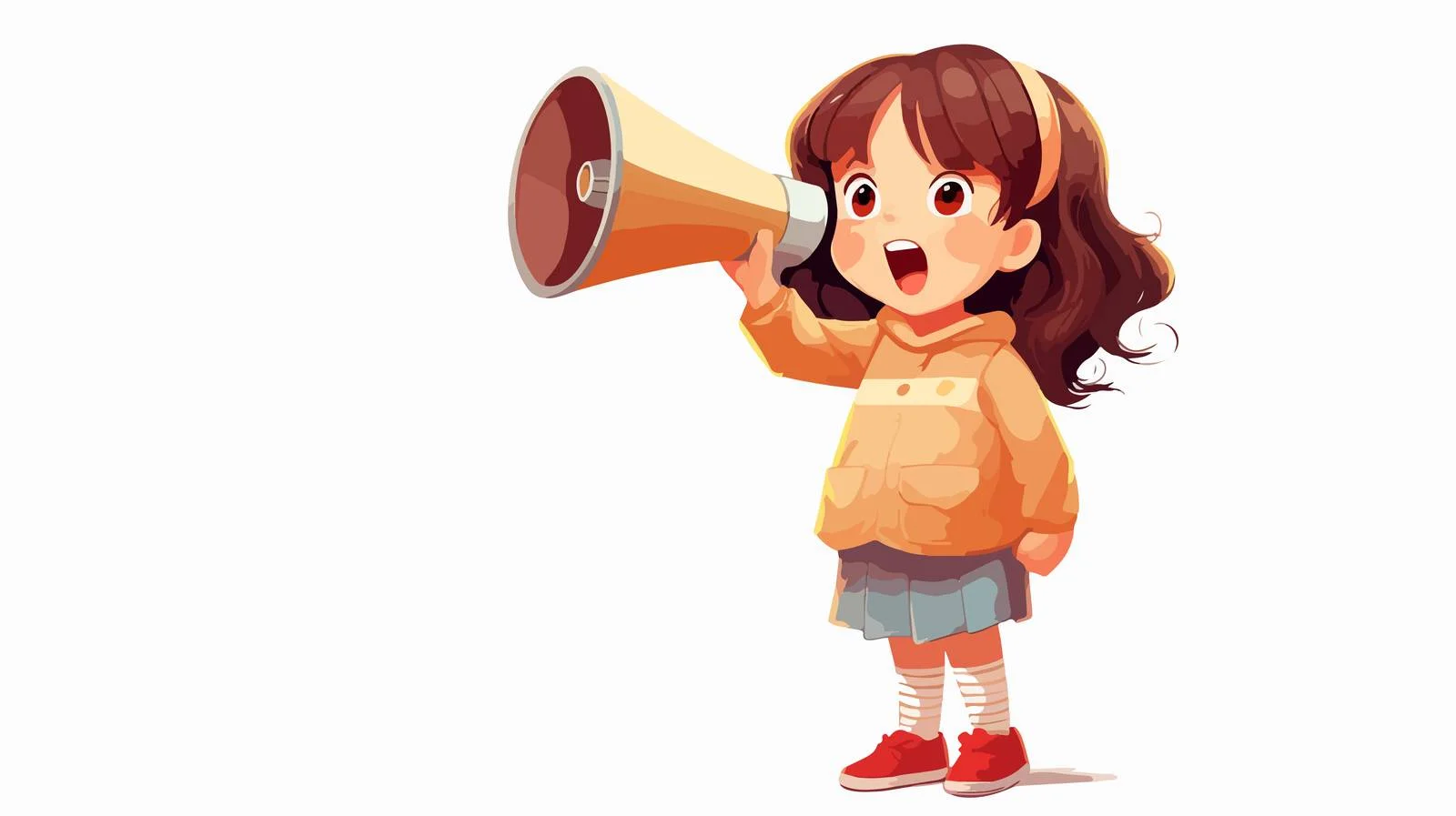 Cheerful Girl with Megaphone Cartoon Illustration — free download from Dotvec