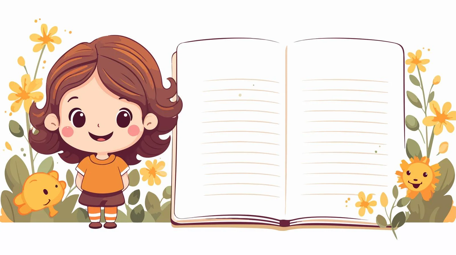 Kid Girl Notebook Cartoon Template — free download from Dotvec